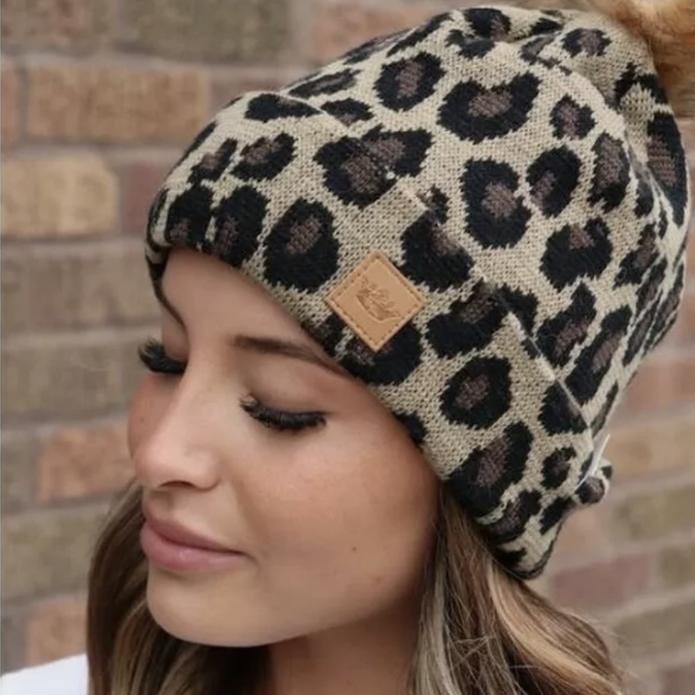 Leopard print beanie